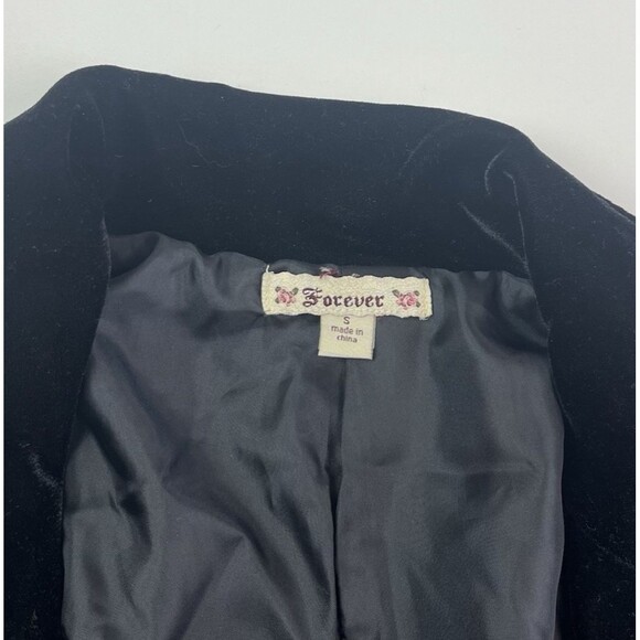 Y2K Forever Velvet Cropped Blazer S Fitted Retro Jacket Grunge Holiday Festival - Picture 5 of 12